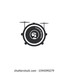 Drum Logo Design Template. drum Vector Illustration. music store logo.
