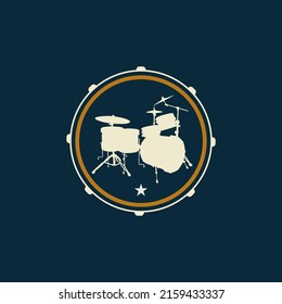 Drum Logo Design Template. Drum Vector Illustration. Music Store Logo.