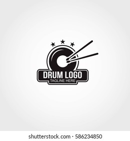Drum Logo Design Template. Vector Illustration