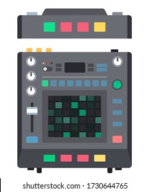 Instrumento de máquina de tambor para crear música Icono vector musiciano ilustración aislada plana.