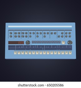 drum machine. rhythm. electronic music. device. music. retro. techno. house. vector illustration.