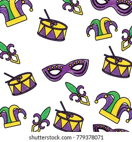 drum mask hat fleur de lis mardi gras carnival icon image 