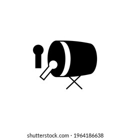drum mosque  in solid black flat shape glyph icon, isolated on white background 