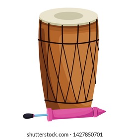 drum mridangam with firecracker icon cartoon isolated vector illustration graphic design