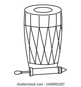 drum mridangam with firecracker icon cartoon isolated in black and white vector illustration graphic design