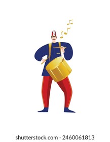 Drum music hand drawn flat marching band illustration