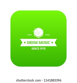 Drum music icon green vector isolated on white background
