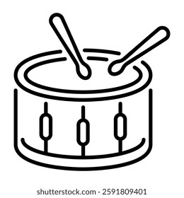 Drum music icon in outline style