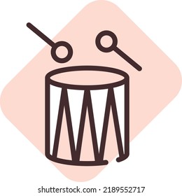 Drum music, illustration, vector on a white background.