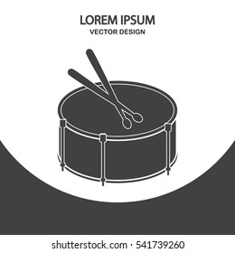 Drum music instrument icon. Simple design for web and mobile