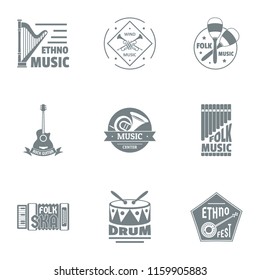 Drum music logo set. Simple set of 9 drum music vector logo for web isolated on white background