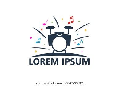 Drum music logo template design vector