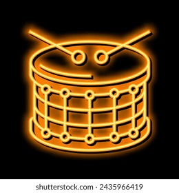 drum music neon light sign vector. drum music illustration