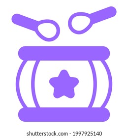 drum , music purple line icon, vector design usa independence day icon.