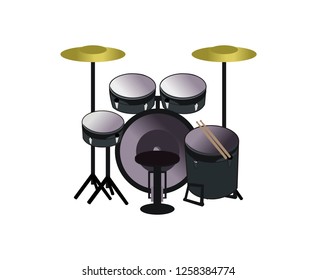 Drum music set logo design vector eps format