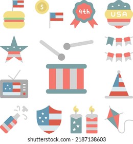 Drum music USA flag icon in a collection with other items