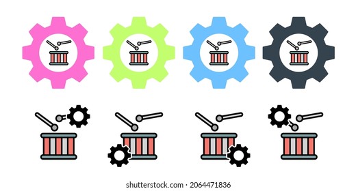 Drum music usa flag vector icon in gear set illustration for ui and ux, website or mobile application