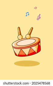 Drum musical instrument icon cartoon illustration