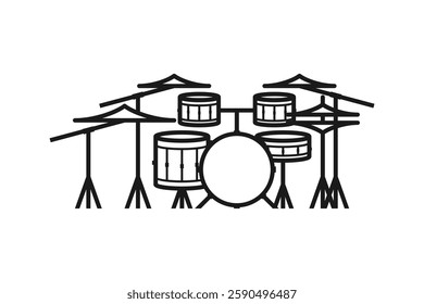 drum musical instrument icon line design