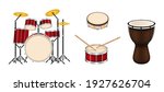Drum musical instruments collection. Bongo, drums Drum Snare