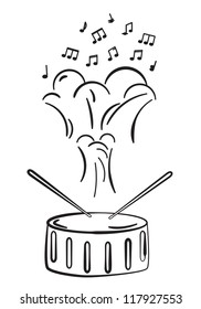 Drum and notes sketch in vector format