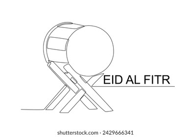 Drum for notifications. Eid al fitr one-line drawing