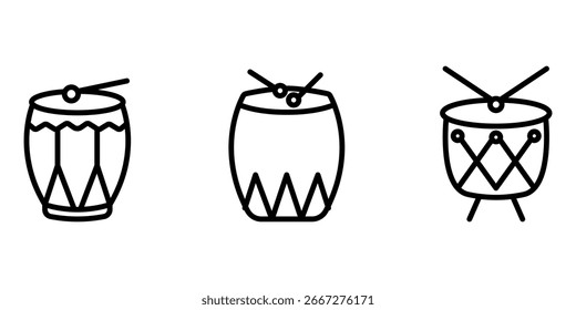drum outline or line icon design bundle.