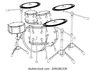 Drum outline vector illustration. Music instrument vector isolated sign on white background