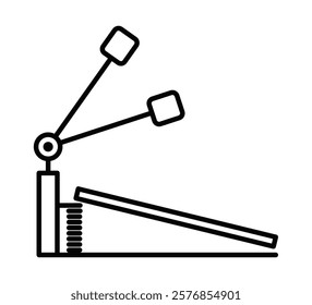 Drum pedal icon for music instruments. Editable stroke.