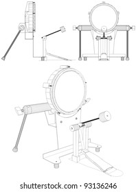 Drum With Pedal Vector 10