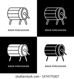 Drum Percussion Icon Logo. Muslim Religion Culture Vector Symbol Illustration. Ramadan Drum Mallet Symbol
