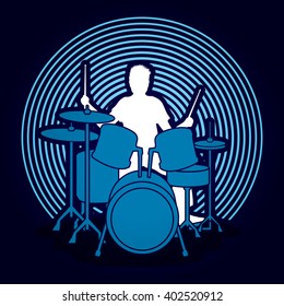 Drum player designed on line cycle background graphic vector.