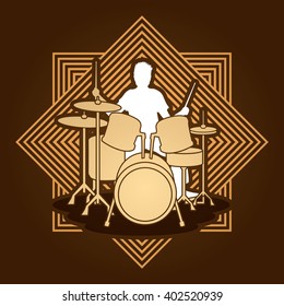 Drum player designed on line square background graphic vector.