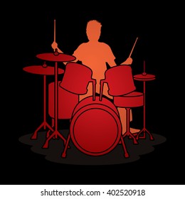 Drum player graphic vector.