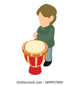 Drum player icon. Isometric illustration of drum player vector icon for web