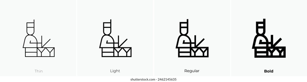 drum player icon. Thin, Light Regular And Bold style design isolated on white background