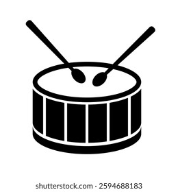 Drum playing silhouette icon. Vector.