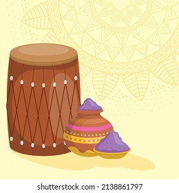 drum and powder happy holi