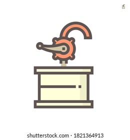 Drum pump, barrel pump vector icon. Consist of hand crank or handle, rotary pump, pipe, barrel storage tank. For transfer or suction fuel petroleum by manual i.e. oil, diesel and gasoline. 64x64 px.