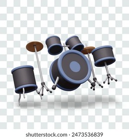 Drum rack in realistic style. Professional percussion musical instrument