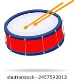 Drum, realistic drum icon with shadow. Vector, design illustration. Vector.