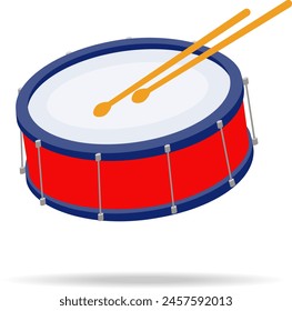 Drum, realistic drum icon with shadow. Vector, design illustration. Vector.