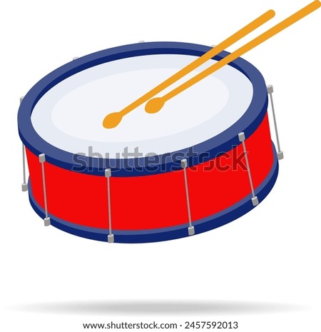 Image, Stock Photo Drum and drum sticks. Ink black and white drawing