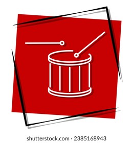 drum red banner in frame. Vector illustration.