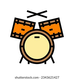 drum retro music color icon vector. drum retro music sign. isolated symbol illustration