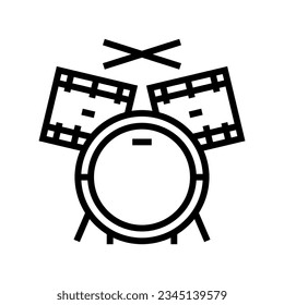 drum retro music line icon vector. drum retro music sign. isolated contour symbol black illustration