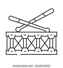drum retro music line icon vector. drum retro music sign. isolated contour symbol black illustration