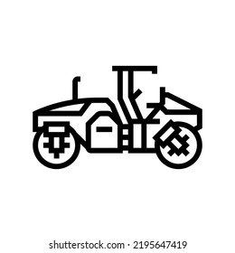 vector de icono de la línea del vehículo de la construcción del rodillo de tambor. señal del vehículo del vehículo de construcción de rodillos de tambor. símbolo de contorno aislado ilustración negra