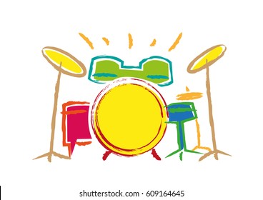 Drum Set Abstract Contemporary illustration. Editable Clip Art.