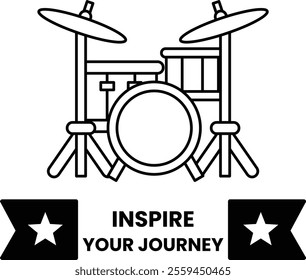 A drum set with a banner that says Inspire Your Journey